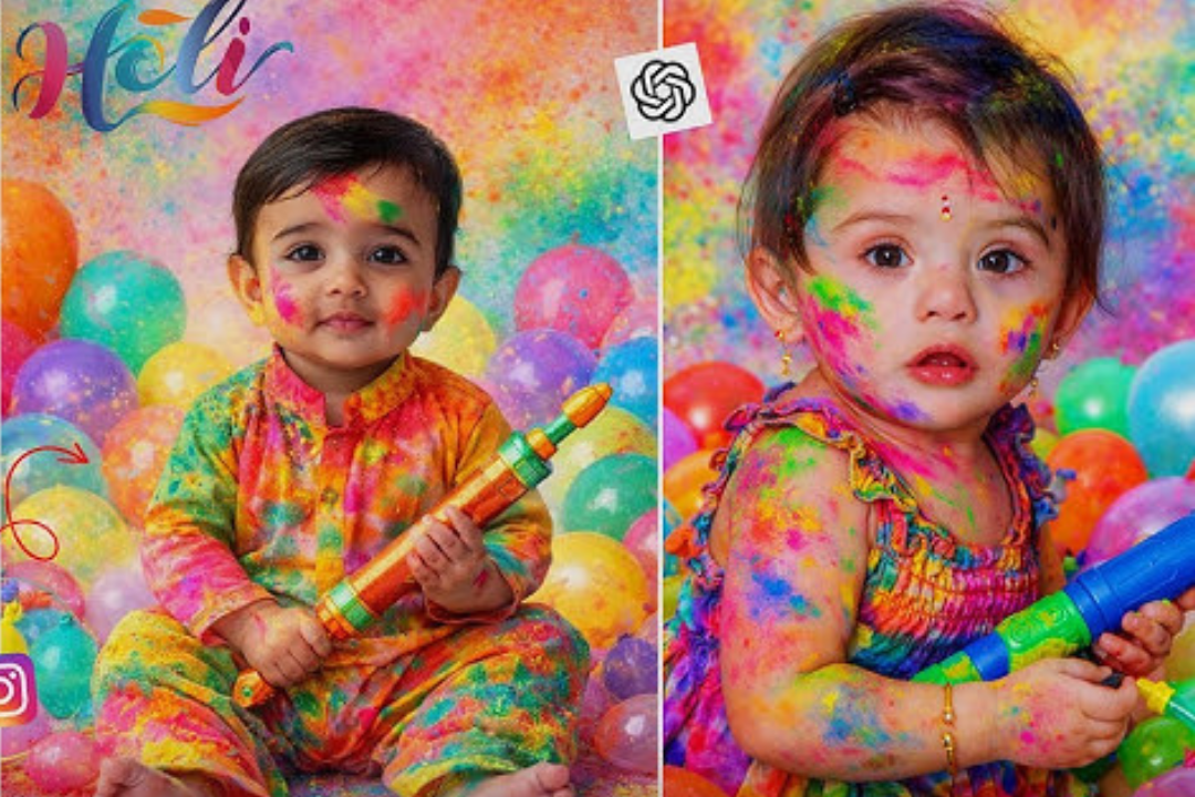 Holi Photo Editing Prompt Baby Boy:
