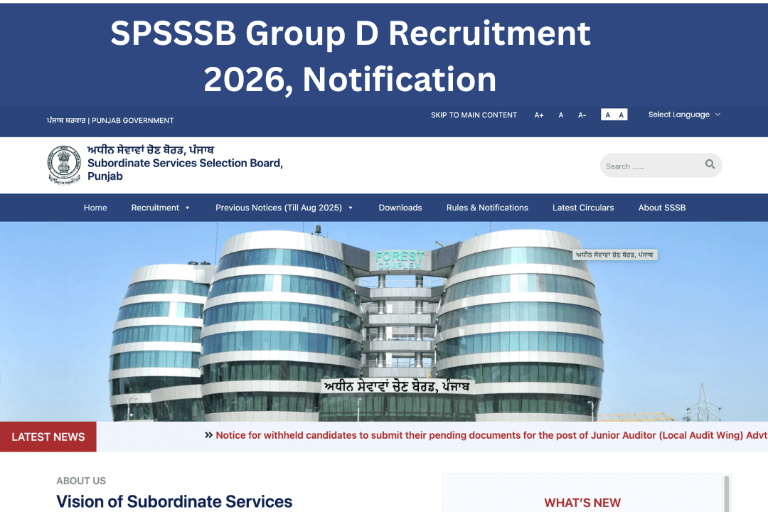 SPSSSB Group D Recruitment 2026, Notification
