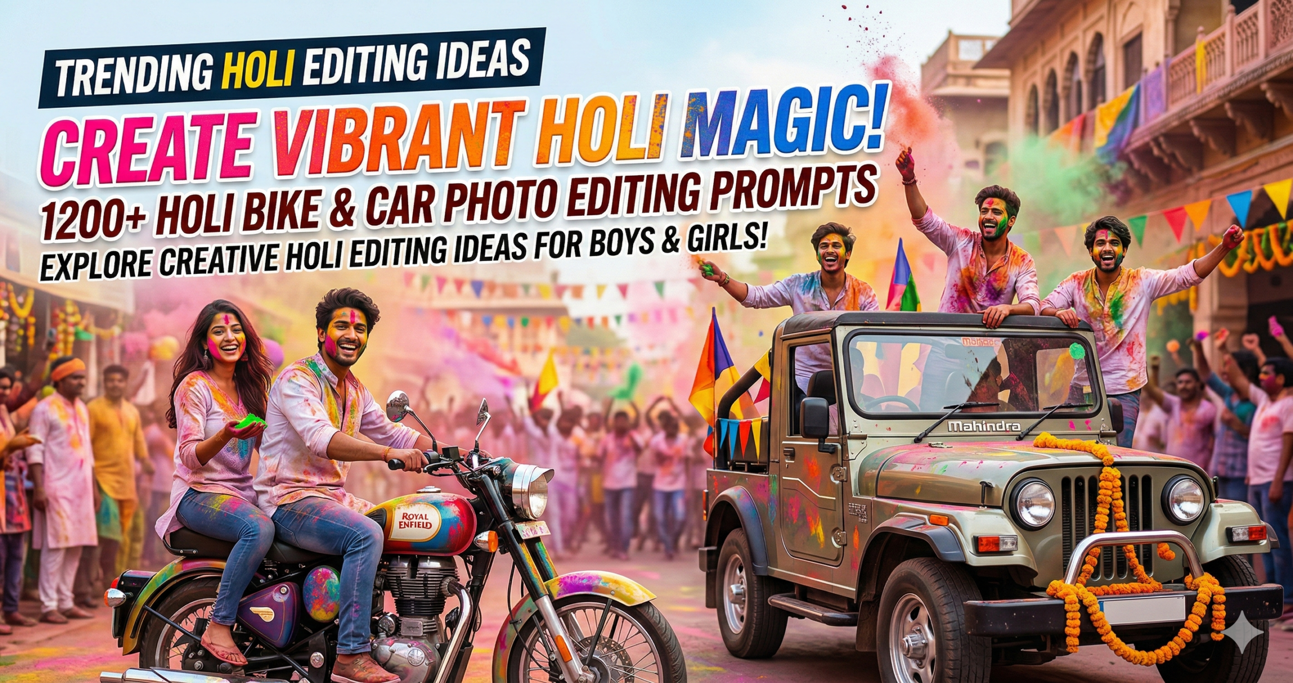 Amazing Holi Bike and Car Photo Editing Prompts with Boys and Girls